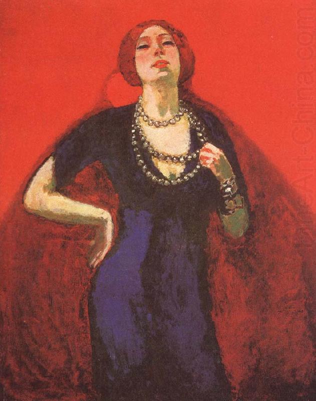 portrait of guus on a red ground, kees van dongen